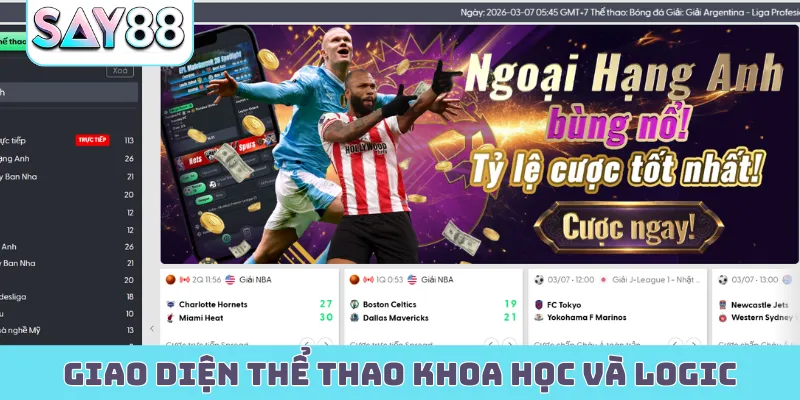 Giao diện thể thao khoa học và sắp xếp logic