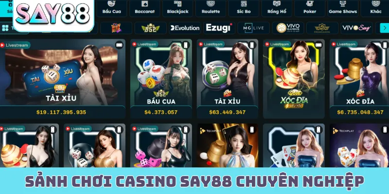 Sảnh chơi casino Say88 cực kỳ chuyên nghiệp